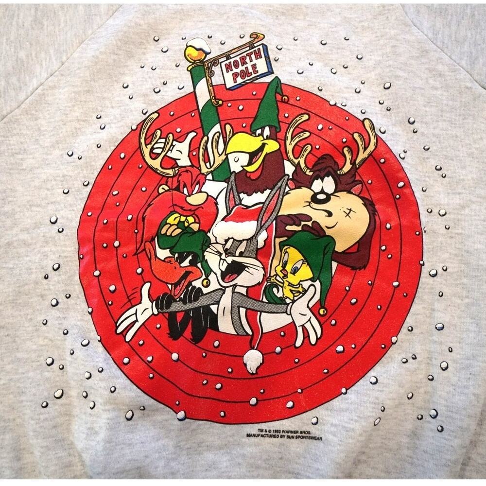 Looney Tunes North Pole Christmas Sweatshirt Vintage 1993 NEW Size XL